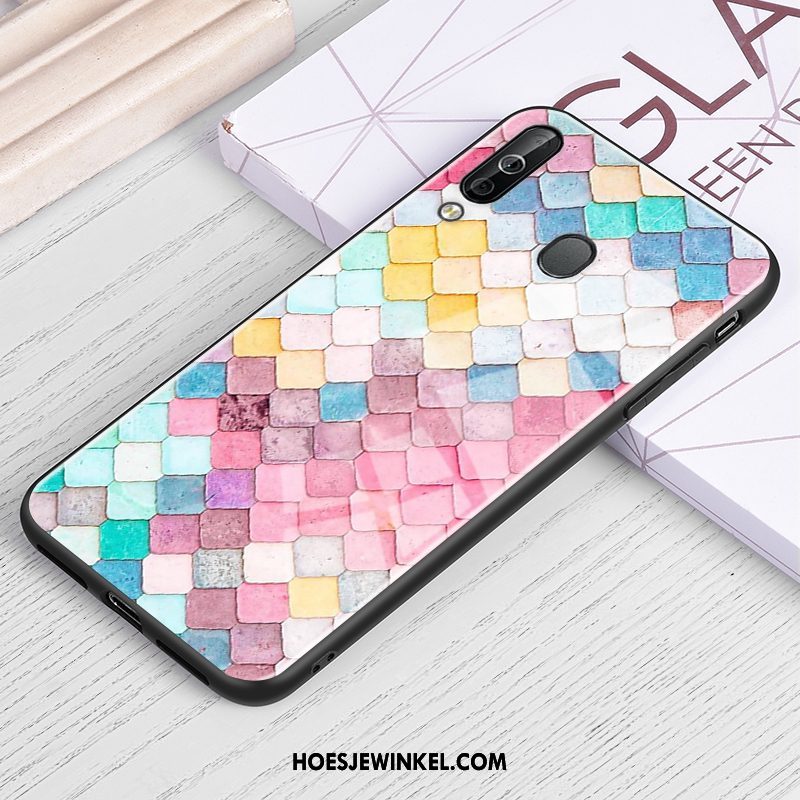 Samsung Galaxy A60 Hoesje Ster Houtnerf Hoes, Samsung Galaxy A60 Hoesje Glas Wind