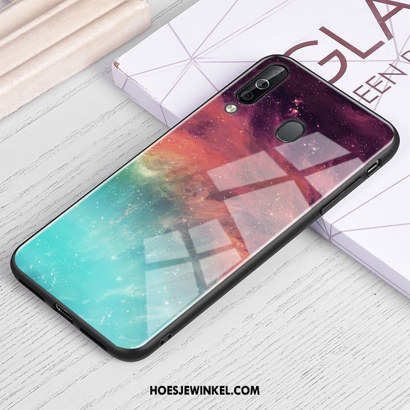 Samsung Galaxy A60 Hoesje Ster Houtnerf Hoes, Samsung Galaxy A60 Hoesje Glas Wind