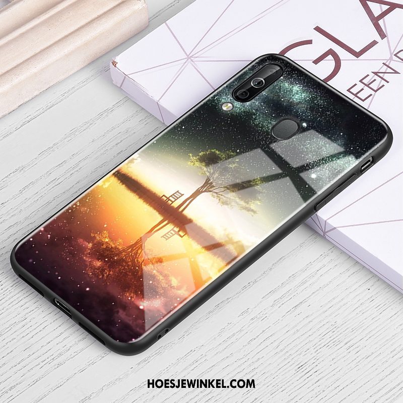 Samsung Galaxy A60 Hoesje Ster Houtnerf Hoes, Samsung Galaxy A60 Hoesje Glas Wind