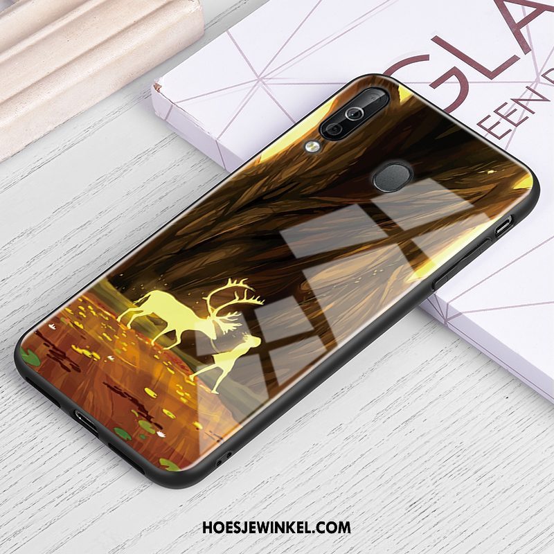 Samsung Galaxy A60 Hoesje Ster Houtnerf Hoes, Samsung Galaxy A60 Hoesje Glas Wind