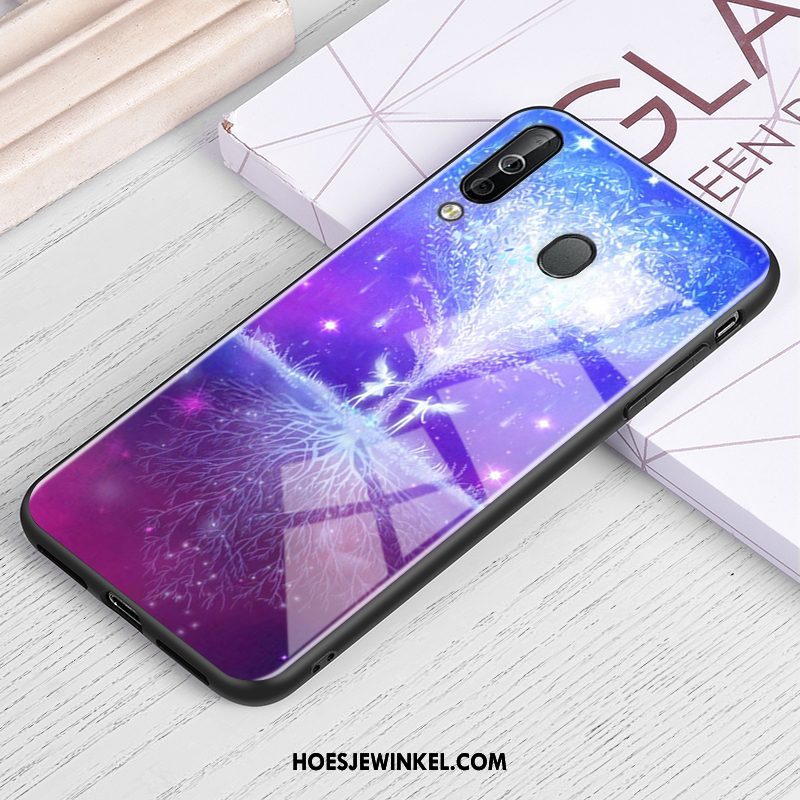 Samsung Galaxy A60 Hoesje Ster Houtnerf Hoes, Samsung Galaxy A60 Hoesje Glas Wind