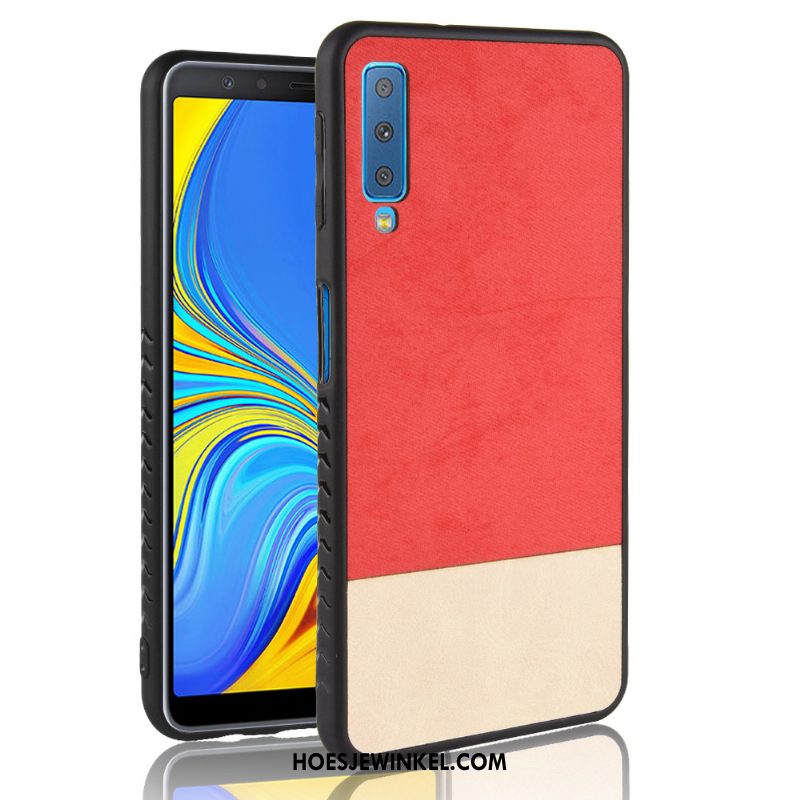 Samsung Galaxy A7 2018 Hoesje All Inclusive Schrobben Hoes, Samsung Galaxy A7 2018 Hoesje Ster Gemengde Kleuren