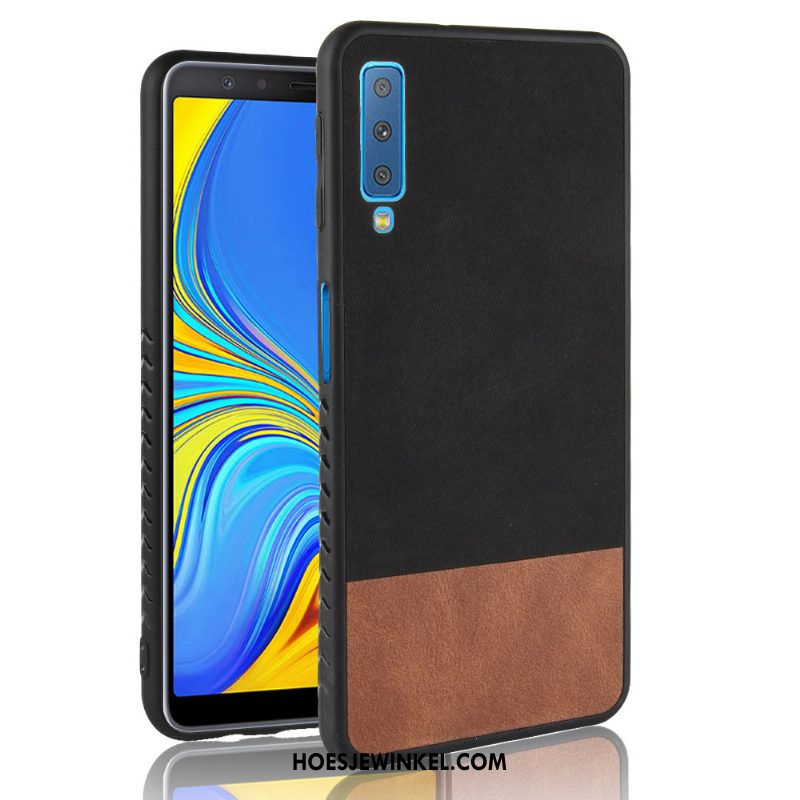 Samsung Galaxy A7 2018 Hoesje All Inclusive Schrobben Hoes, Samsung Galaxy A7 2018 Hoesje Ster Gemengde Kleuren