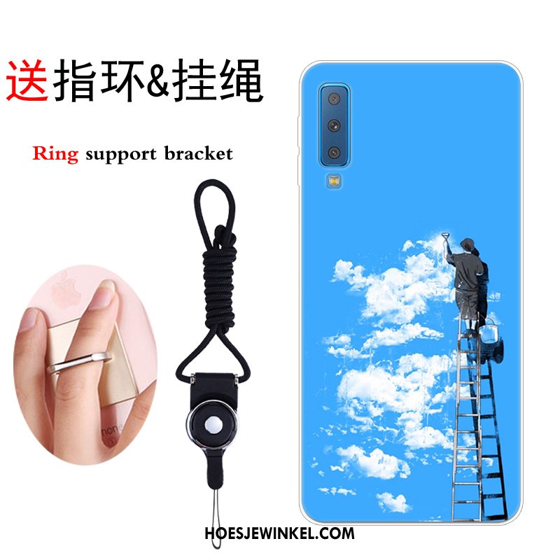 Samsung Galaxy A7 2018 Hoesje Anti-fall Hoes Mobiele Telefoon, Samsung Galaxy A7 2018 Hoesje Scheppend Blauw