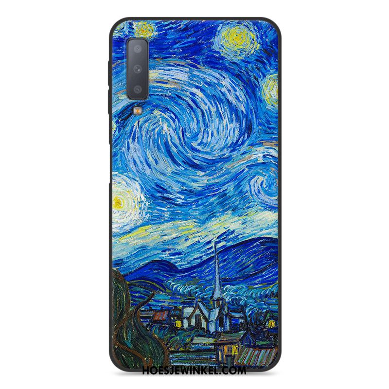 Samsung Galaxy A7 2018 Hoesje Bescherming Spotprent Mobiele Telefoon, Samsung Galaxy A7 2018 Hoesje Blauw Hoes