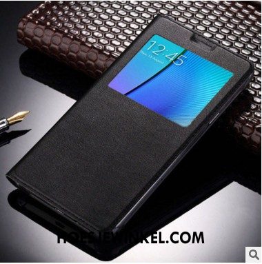 Samsung Galaxy A7 2018 Hoesje Folio Leren Etui Zwart, Samsung Galaxy A7 2018 Hoesje Bescherming Hoes