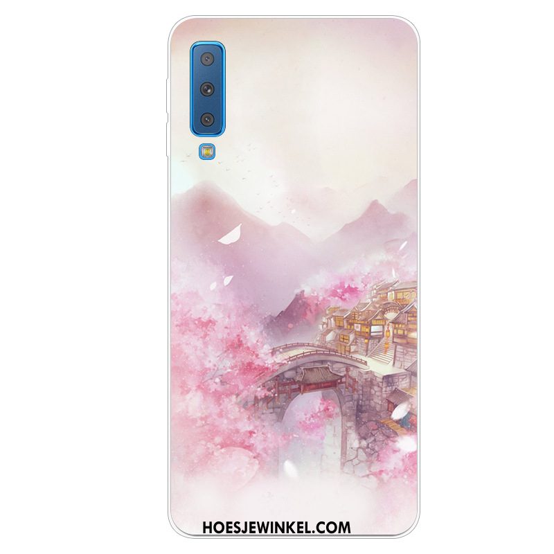 Samsung Galaxy A7 2018 Hoesje Hoes Bescherming Mobiele Telefoon, Samsung Galaxy A7 2018 Hoesje Ster Roze