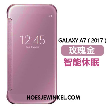 Samsung Galaxy A7 2018 Hoesje Hoes Mobiele Telefoon Bescherming, Samsung Galaxy A7 2018 Hoesje Goud Folio