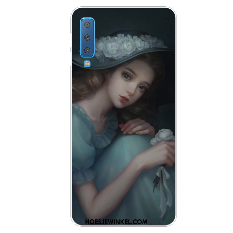 Samsung Galaxy A7 2018 Hoesje Mobiele Telefoon Persoonlijk Blauw, Samsung Galaxy A7 2018 Hoesje Hanger Siliconen