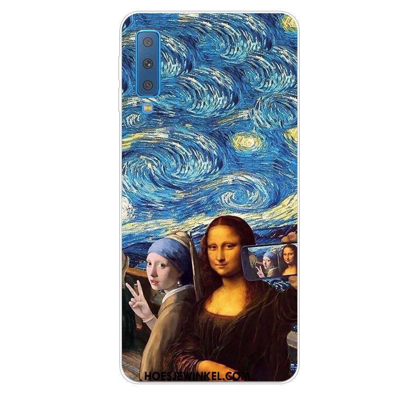 Samsung Galaxy A7 2018 Hoesje Mobiele Telefoon Persoonlijk Blauw, Samsung Galaxy A7 2018 Hoesje Hanger Siliconen