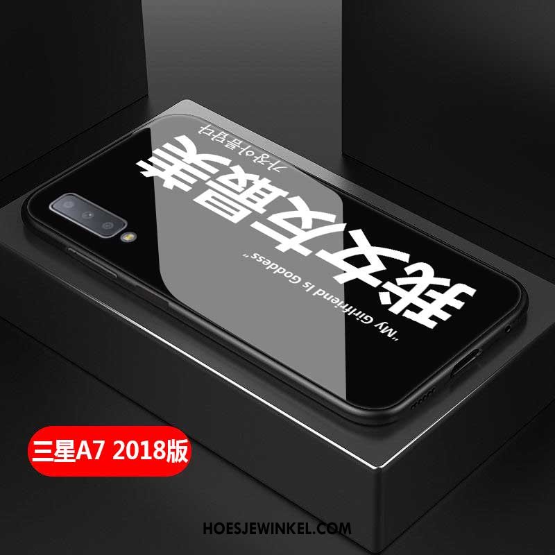 Samsung Galaxy A7 2018 Hoesje Net Red Purper Mobiele Telefoon, Samsung Galaxy A7 2018 Hoesje Gehard Glas Scheppend