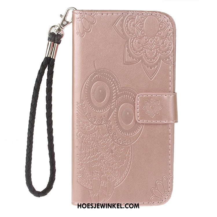 Samsung Galaxy A7 2018 Hoesje Reliëf Leren Etui Spotprent, Samsung Galaxy A7 2018 Hoesje Roze Hoes