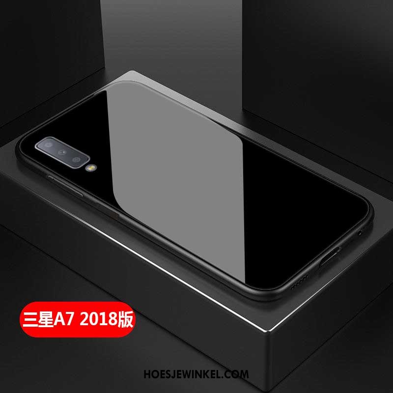 Samsung Galaxy A7 2018 Hoesje Rood Ster Eenvoudige, Samsung Galaxy A7 2018 Hoesje Glas Hard