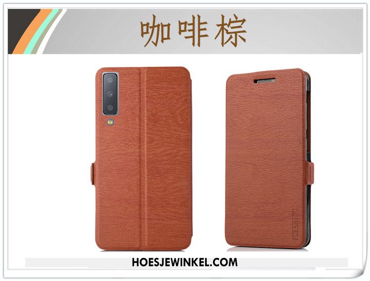 Samsung Galaxy A7 2018 Hoesje Ster Hoes Leren Etui, Samsung Galaxy A7 2018 Hoesje Bescherming Mobiele Telefoon Braun Braun