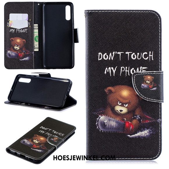 Samsung Galaxy A70 Hoesje Anti-fall Spotprent Groen, Samsung Galaxy A70 Hoesje Clamshell Leren Etui