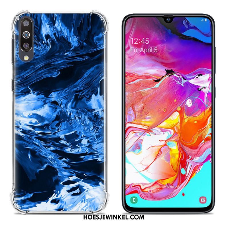 Samsung Galaxy A70 Hoesje Anti-fall Ster Geschilderd, Samsung Galaxy A70 Hoesje Purper Scheppend