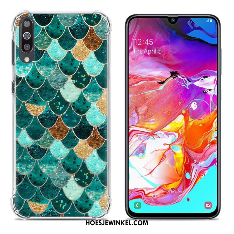 Samsung Galaxy A70 Hoesje Anti-fall Ster Geschilderd, Samsung Galaxy A70 Hoesje Purper Scheppend