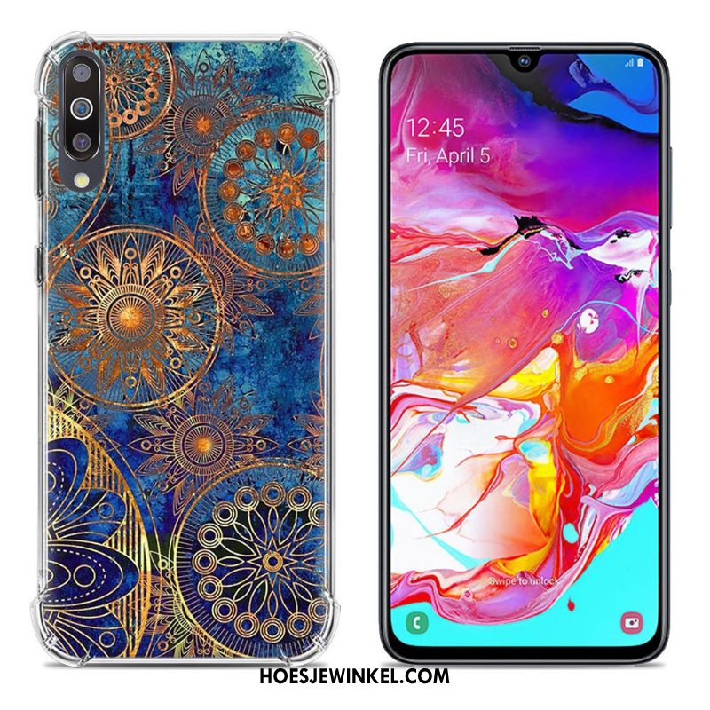 Samsung Galaxy A70 Hoesje Anti-fall Ster Geschilderd, Samsung Galaxy A70 Hoesje Purper Scheppend