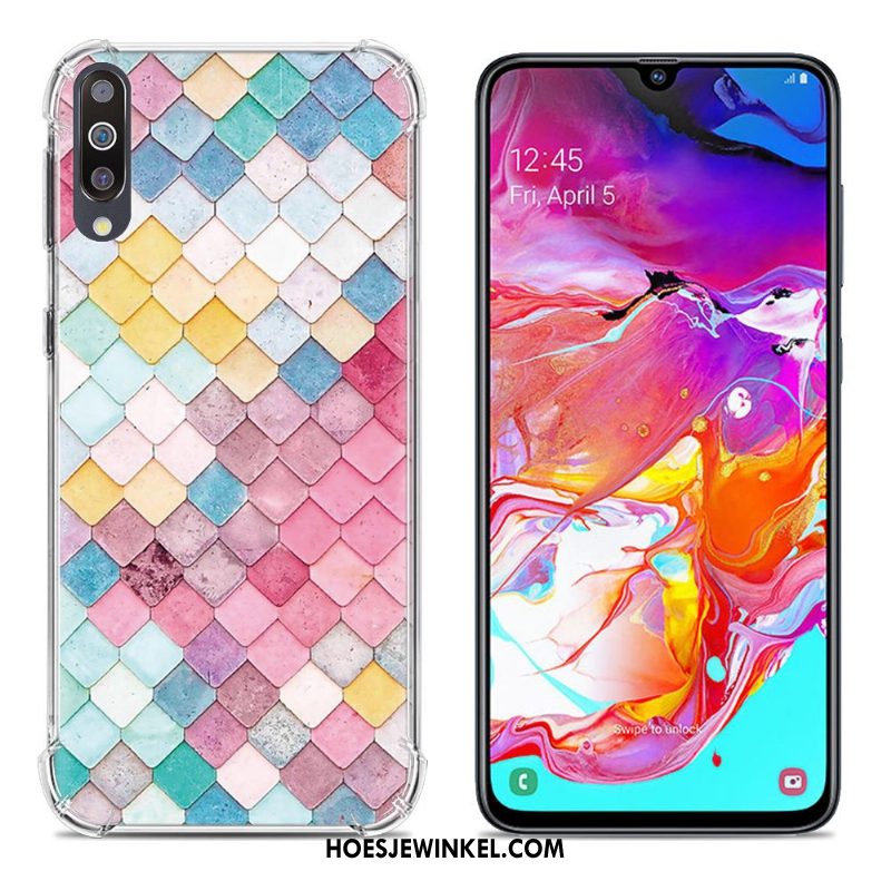 Samsung Galaxy A70 Hoesje Anti-fall Ster Geschilderd, Samsung Galaxy A70 Hoesje Purper Scheppend