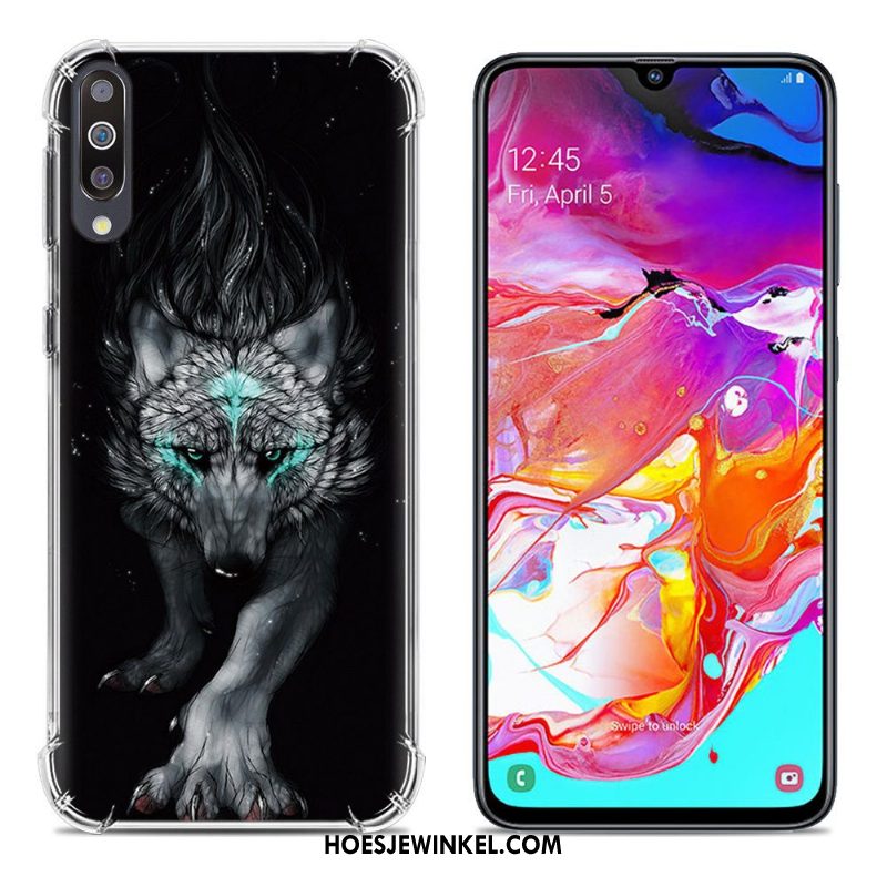 Samsung Galaxy A70 Hoesje Anti-fall Ster Geschilderd, Samsung Galaxy A70 Hoesje Purper Scheppend