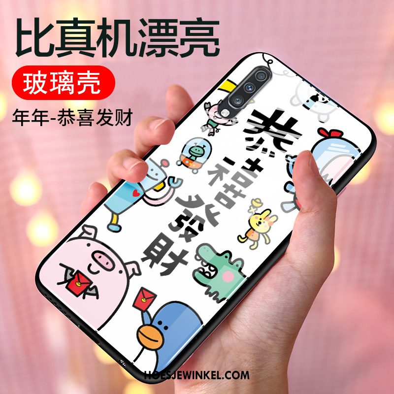 Samsung Galaxy A70 Hoesje Chinese Stijl Wit Bescherming, Samsung Galaxy A70 Hoesje Glas Scheppend
