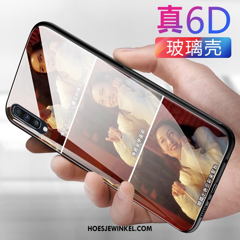 Samsung Galaxy A70 Hoesje Gehard Glas Zacht Persoonlijk, Samsung Galaxy A70 Hoesje Grote Rood
