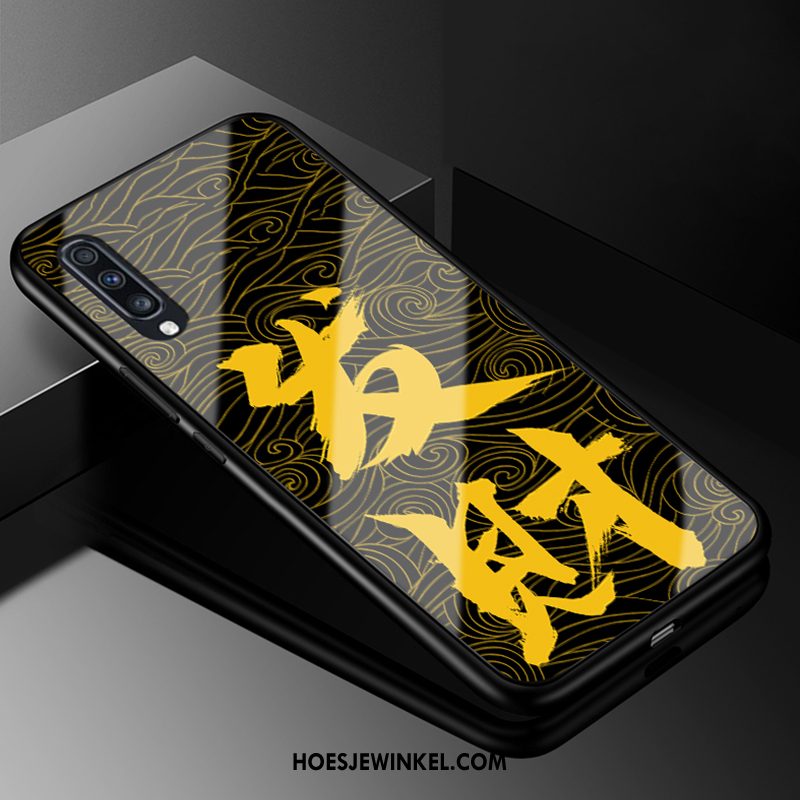 Samsung Galaxy A70 Hoesje Glas Hoes Geel, Samsung Galaxy A70 Hoesje Mobiele Telefoon Bescherming