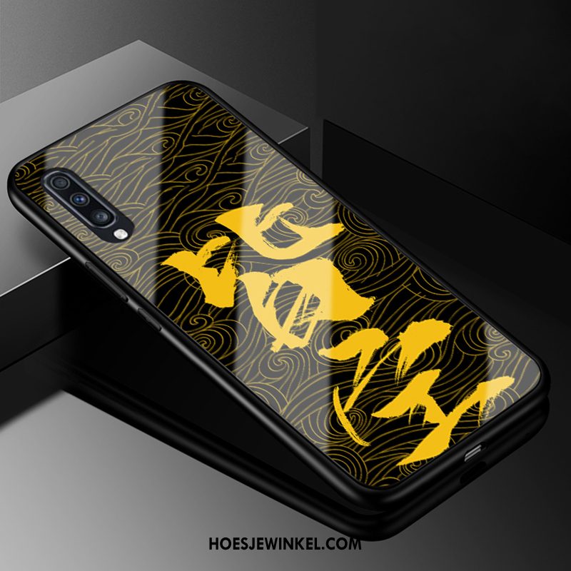 Samsung Galaxy A70 Hoesje Glas Hoes Geel, Samsung Galaxy A70 Hoesje Mobiele Telefoon Bescherming