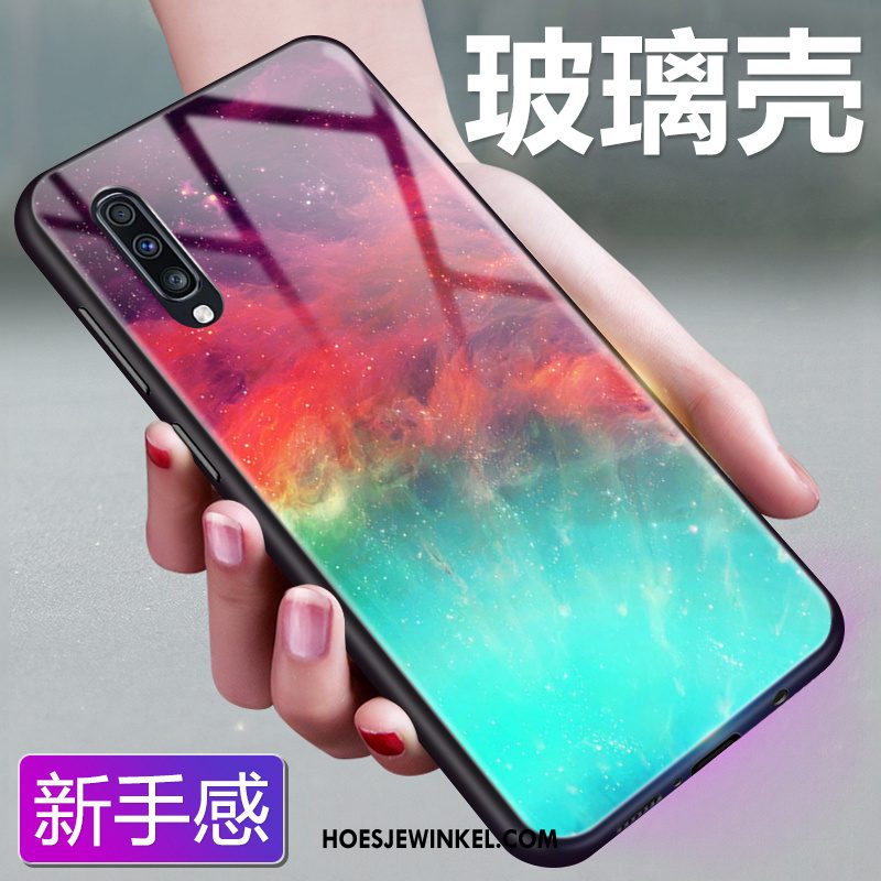 Samsung Galaxy A70 Hoesje Ster Glas Effen Kleur, Samsung Galaxy A70 Hoesje Bescherming Blauw