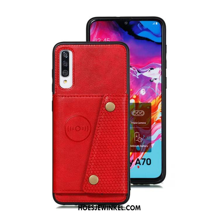 Samsung Galaxy A70s Hoesje Leren Etui Blauw Kaart, Samsung Galaxy A70s Hoesje Zacht Bescherming