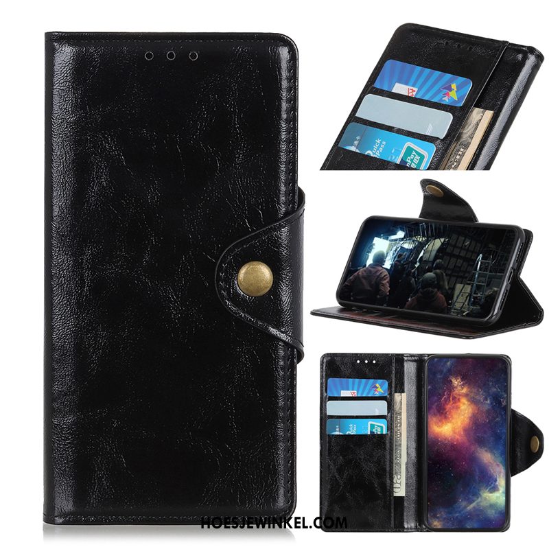 Samsung Galaxy A70s Hoesje Leren Etui Folio Skärmskydd, Samsung Galaxy A70s Hoesje Echt Leer Portemonnee Braun