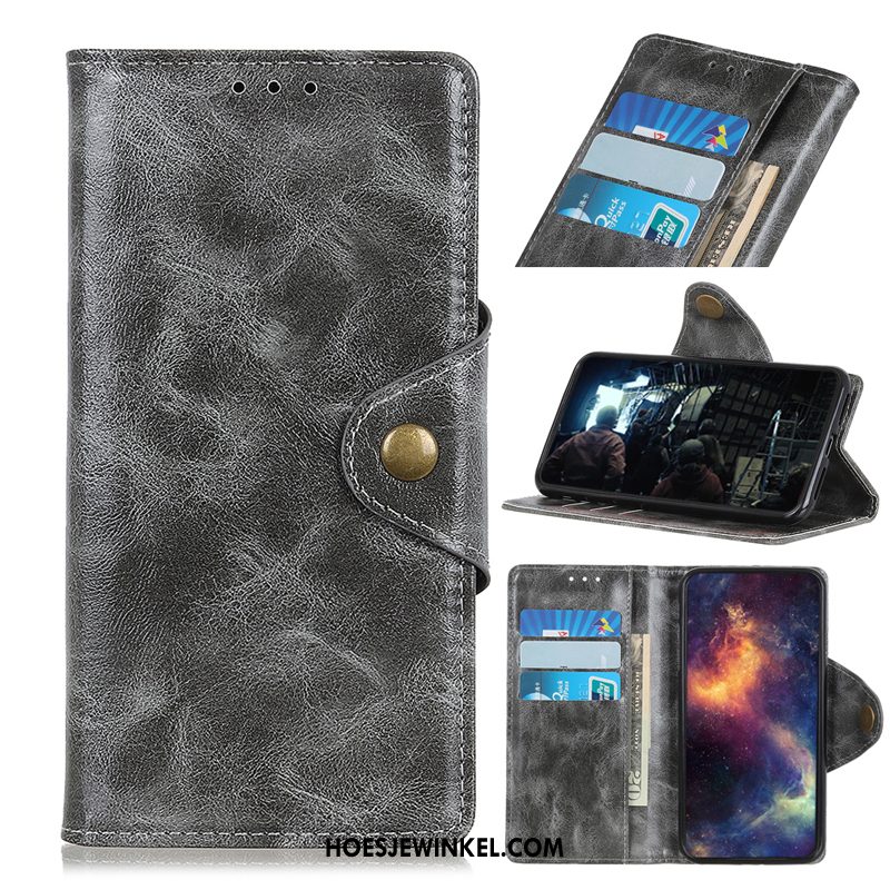 Samsung Galaxy A70s Hoesje Leren Etui Folio Skärmskydd, Samsung Galaxy A70s Hoesje Echt Leer Portemonnee Braun