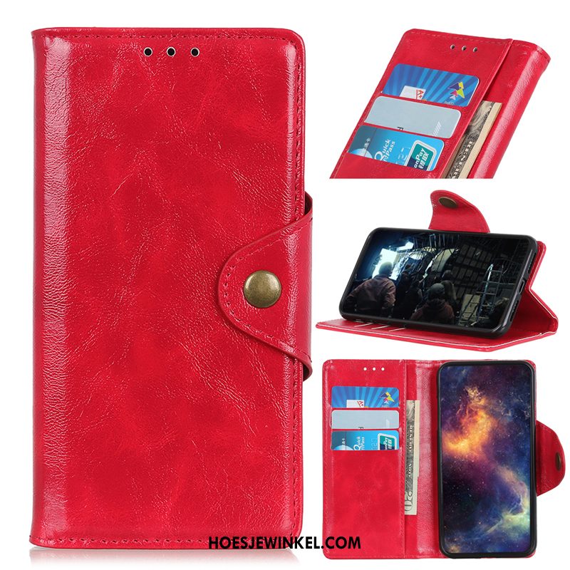 Samsung Galaxy A70s Hoesje Leren Etui Folio Skärmskydd, Samsung Galaxy A70s Hoesje Echt Leer Portemonnee Braun