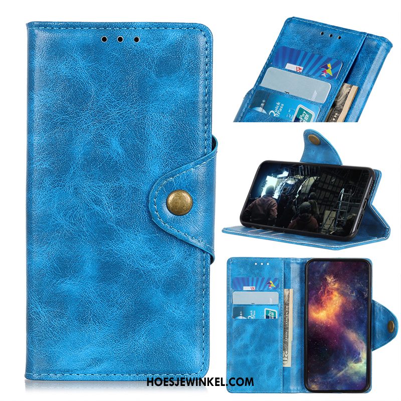 Samsung Galaxy A70s Hoesje Leren Etui Folio Skärmskydd, Samsung Galaxy A70s Hoesje Echt Leer Portemonnee Braun