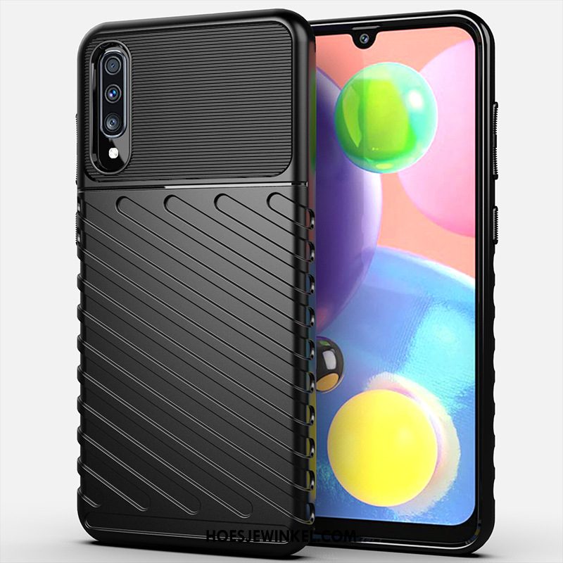 Samsung Galaxy A70s Hoesje Siliconen Anti-fall Donkergroen, Samsung Galaxy A70s Hoesje Ster Zacht