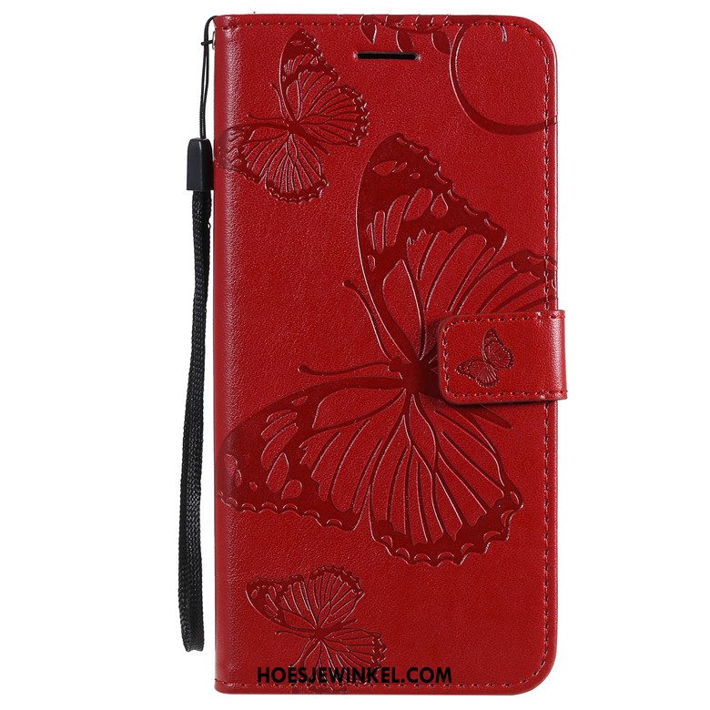 Samsung Galaxy A71 Hoesje Groen Leren Etui Anti-fall, Samsung Galaxy A71 Hoesje Vlinder Bloemen Folio