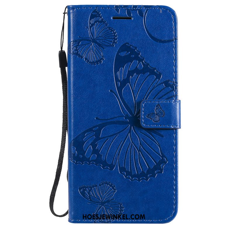 Samsung Galaxy A71 Hoesje Groen Leren Etui Anti-fall, Samsung Galaxy A71 Hoesje Vlinder Bloemen Folio