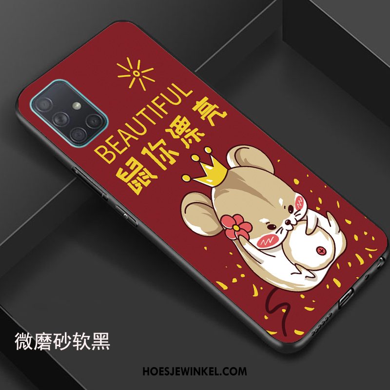 Samsung Galaxy A71 Hoesje Rood Siliconen Lovers, Samsung Galaxy A71 Hoesje Hoes Spotprent
