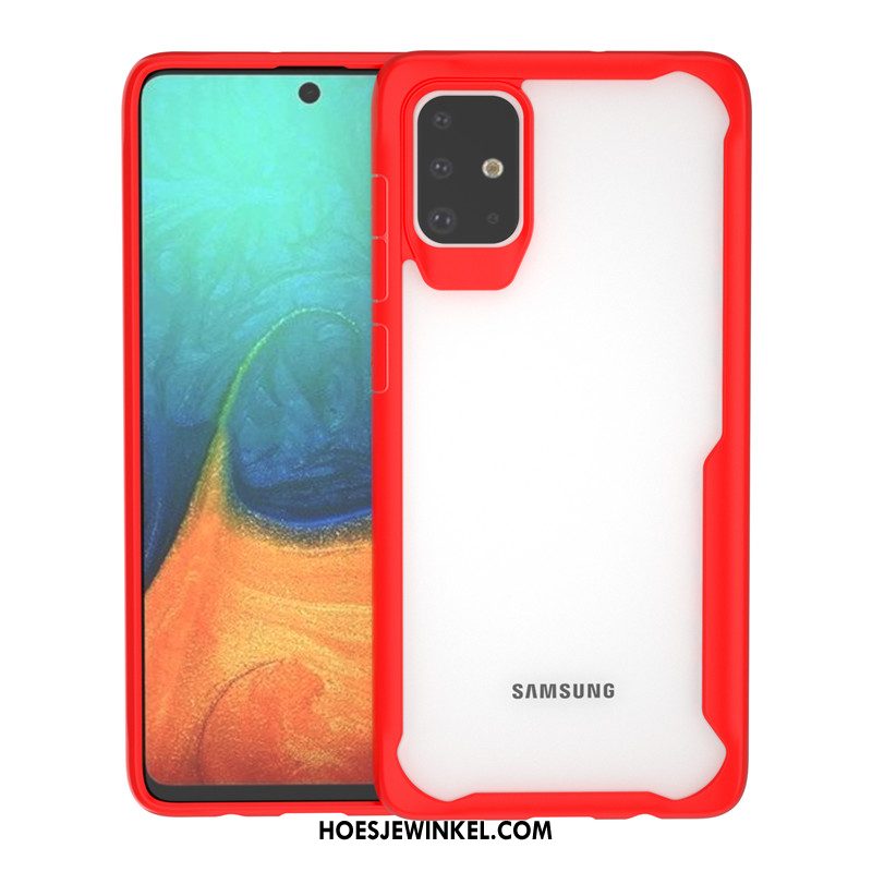 Samsung Galaxy A71 Hoesje Rood Ster Bescherming, Samsung Galaxy A71 Hoesje Hoes Doorzichtig