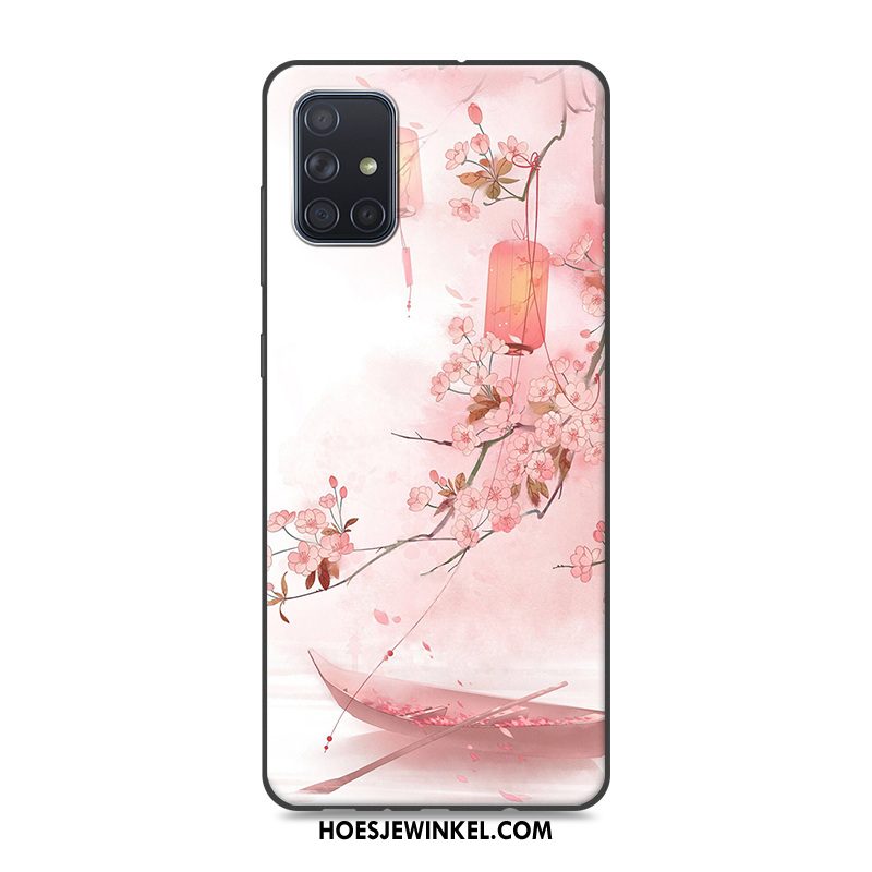 Samsung Galaxy A71 Hoesje Roze Ster Chinese Stijl, Samsung Galaxy A71 Hoesje Siliconen Vintage