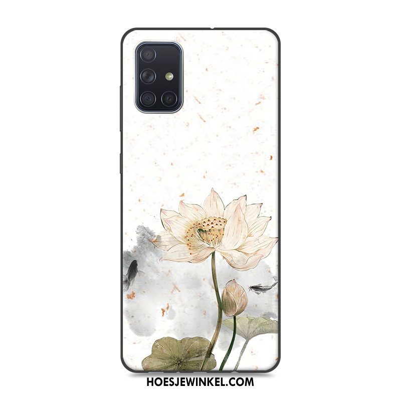 Samsung Galaxy A71 Hoesje Roze Ster Chinese Stijl, Samsung Galaxy A71 Hoesje Siliconen Vintage