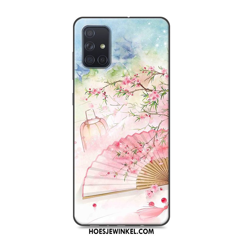 Samsung Galaxy A71 Hoesje Roze Ster Chinese Stijl, Samsung Galaxy A71 Hoesje Siliconen Vintage