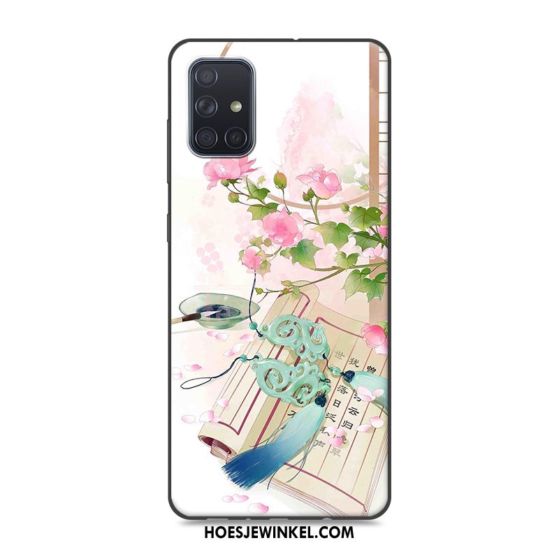 Samsung Galaxy A71 Hoesje Roze Ster Chinese Stijl, Samsung Galaxy A71 Hoesje Siliconen Vintage