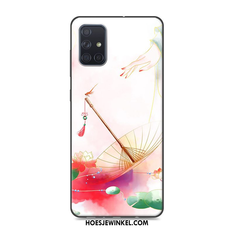 Samsung Galaxy A71 Hoesje Roze Ster Chinese Stijl, Samsung Galaxy A71 Hoesje Siliconen Vintage