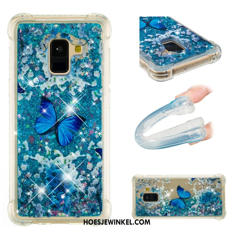 Samsung Galaxy A8 2018 Hoesje Anti-fall Drijfzand Ster, Samsung Galaxy A8 2018 Hoesje Groen Hoes