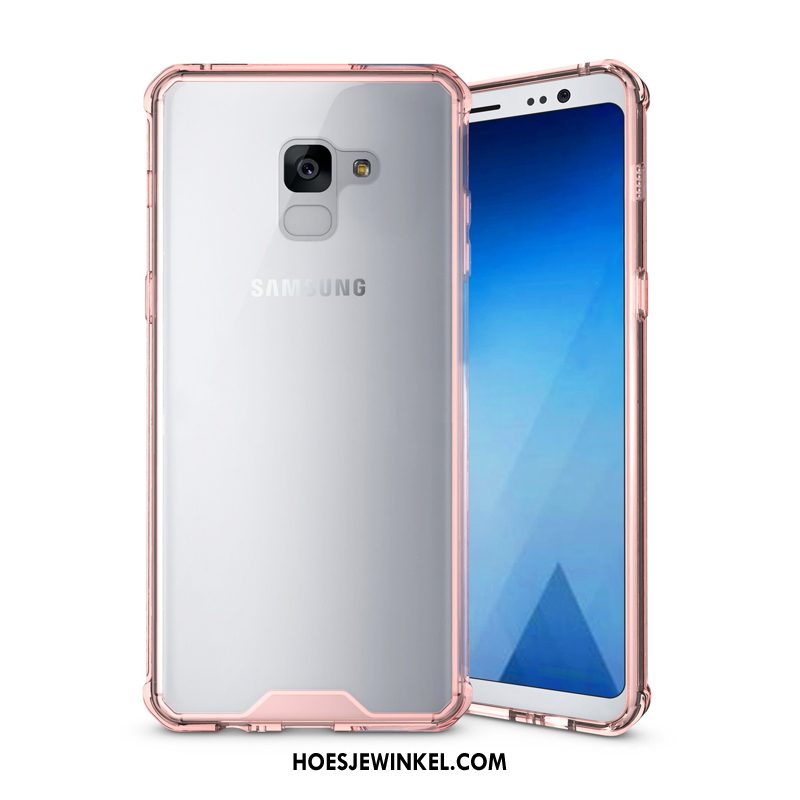 Samsung Galaxy A8 2018 Hoesje Bescherming Hoes Zwart, Samsung Galaxy A8 2018 Hoesje Ster Doorzichtig