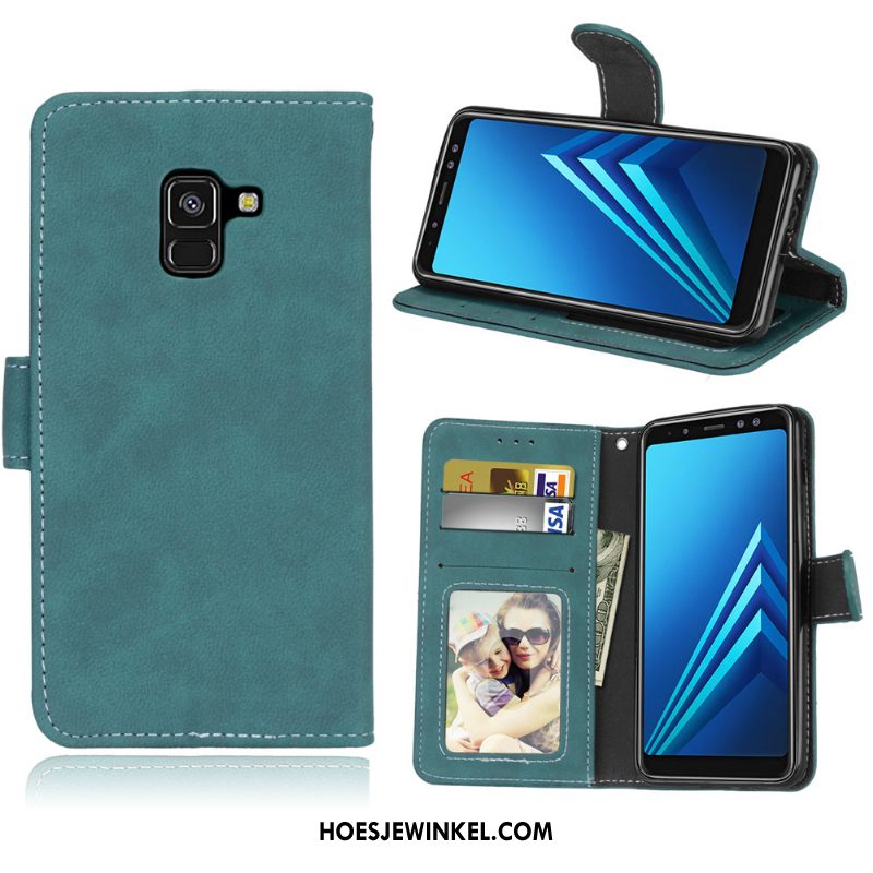 Samsung Galaxy A8 2018 Hoesje Clamshell Kaart Hoes, Samsung Galaxy A8 2018 Hoesje Leren Etui Ster