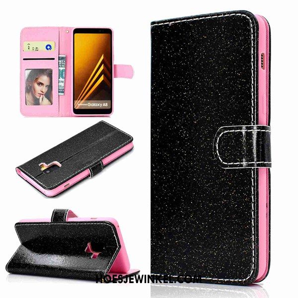 Samsung Galaxy A8 2018 Hoesje Hanger Mobiele Telefoon Leren Etui, Samsung Galaxy A8 2018 Hoesje Portemonnee Hoes