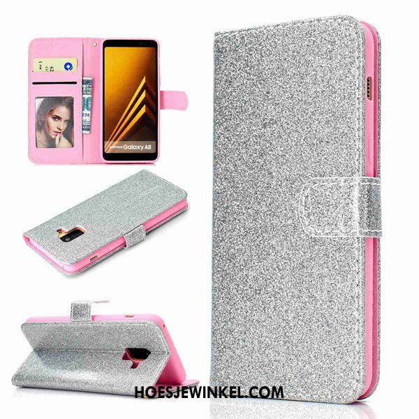 Samsung Galaxy A8 2018 Hoesje Hanger Mobiele Telefoon Leren Etui, Samsung Galaxy A8 2018 Hoesje Portemonnee Hoes