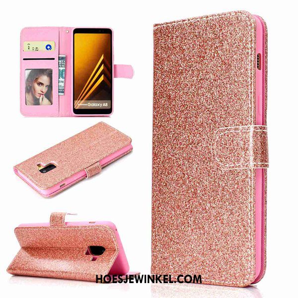 Samsung Galaxy A8 2018 Hoesje Hanger Mobiele Telefoon Leren Etui, Samsung Galaxy A8 2018 Hoesje Portemonnee Hoes